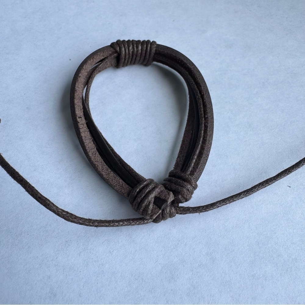 Brown Faux Leather Wrap Bracelet - Picture 3 of 5